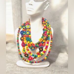 Sassy Jones Colorful 3 Strand Beaded Necklace